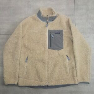 Patagonia Womens Classic Retro-X Fleece Jacket Cream Blue 23074 XL DNPG